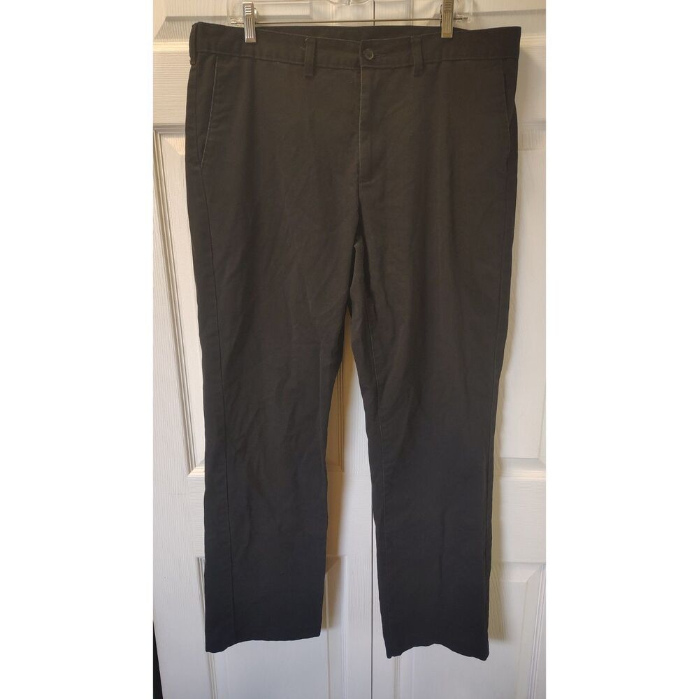 George Men’s Flat Front Chino Pants Casual Slacks Black 36x32
